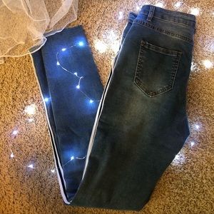New! Tuxedo stripe side high waisted skinny jeans!